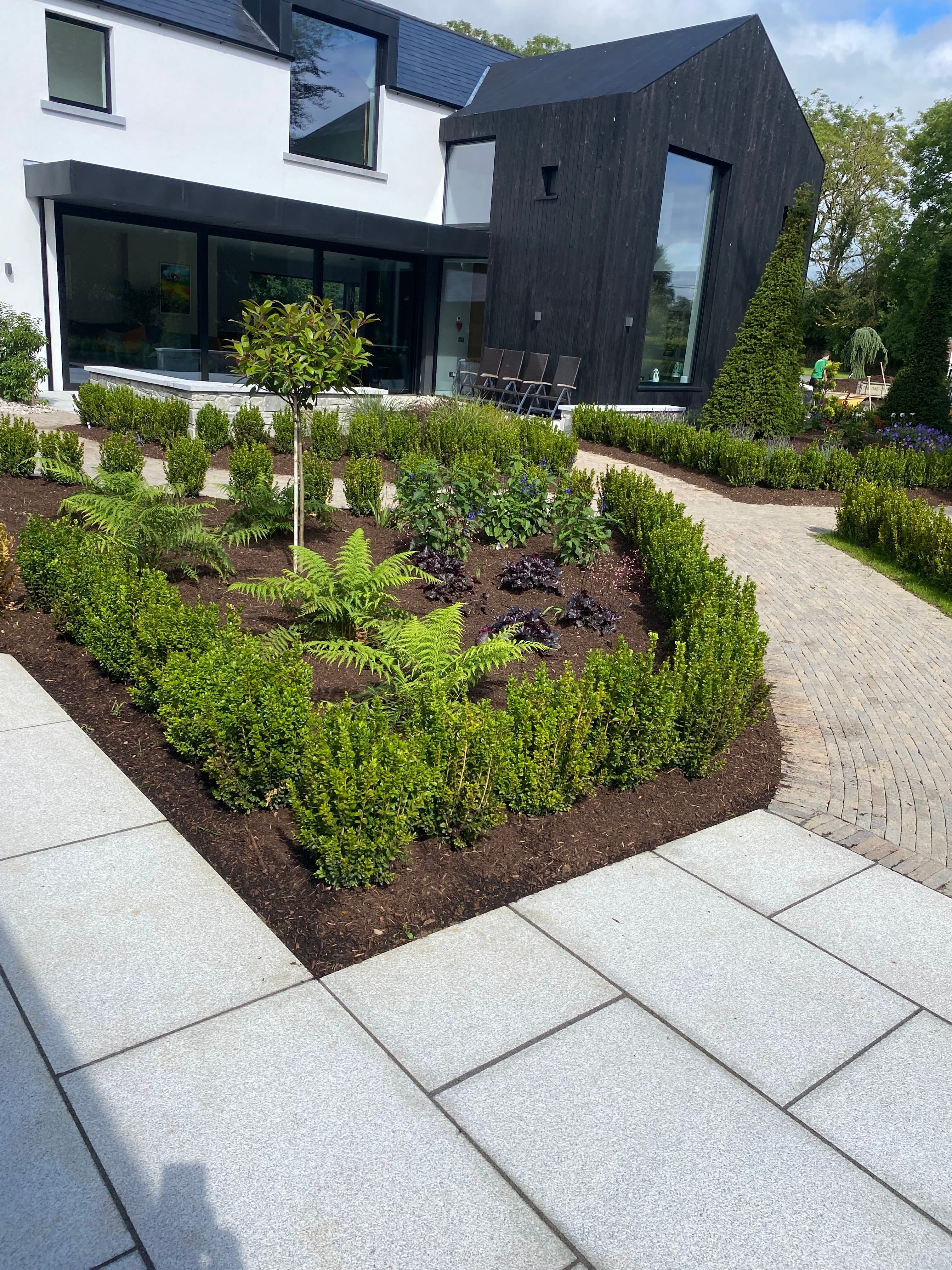Garden path at modern home in Donaghpatrick, Meath