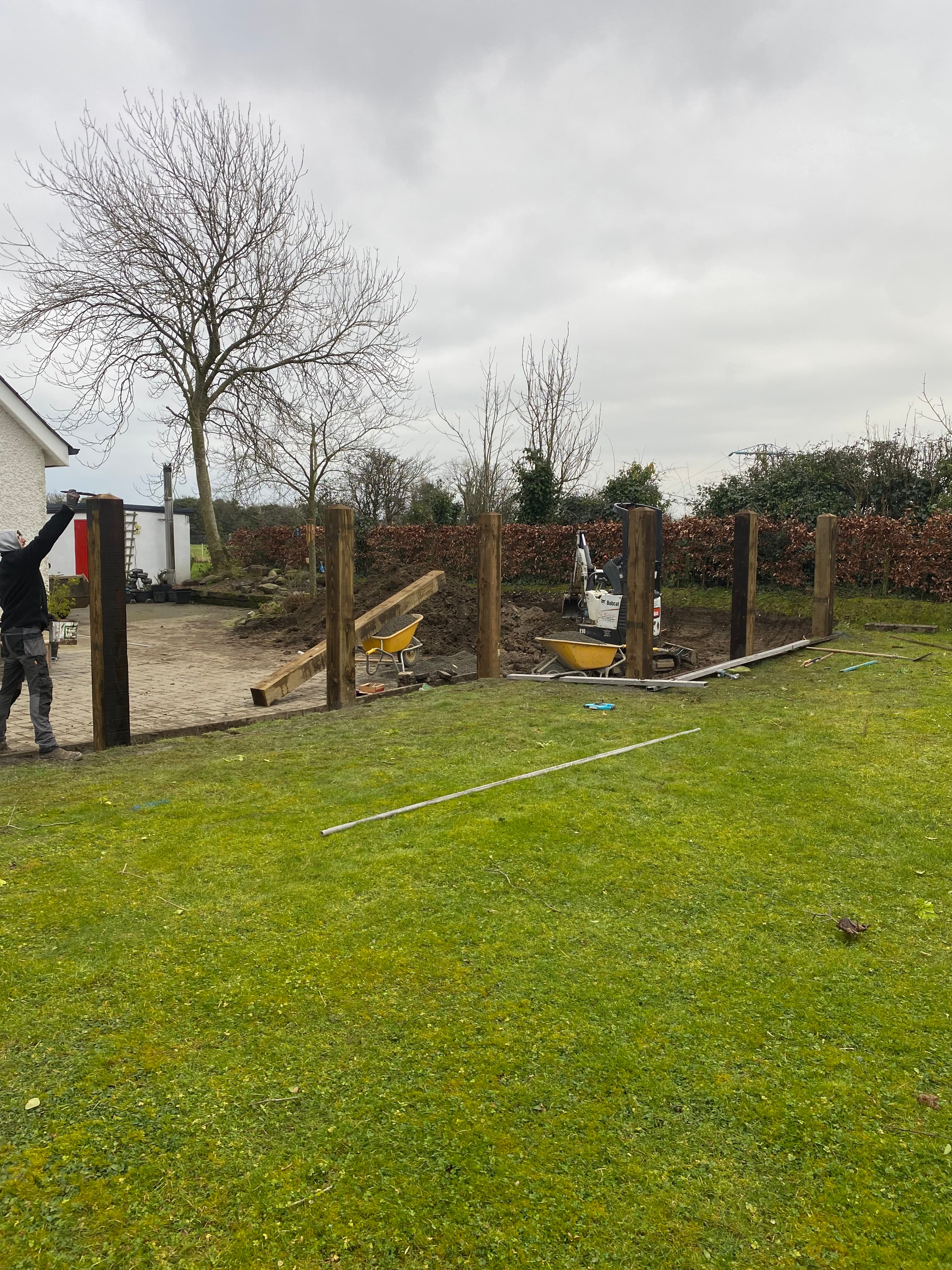 Gazebo and patio installation in progress in Donore, Meath