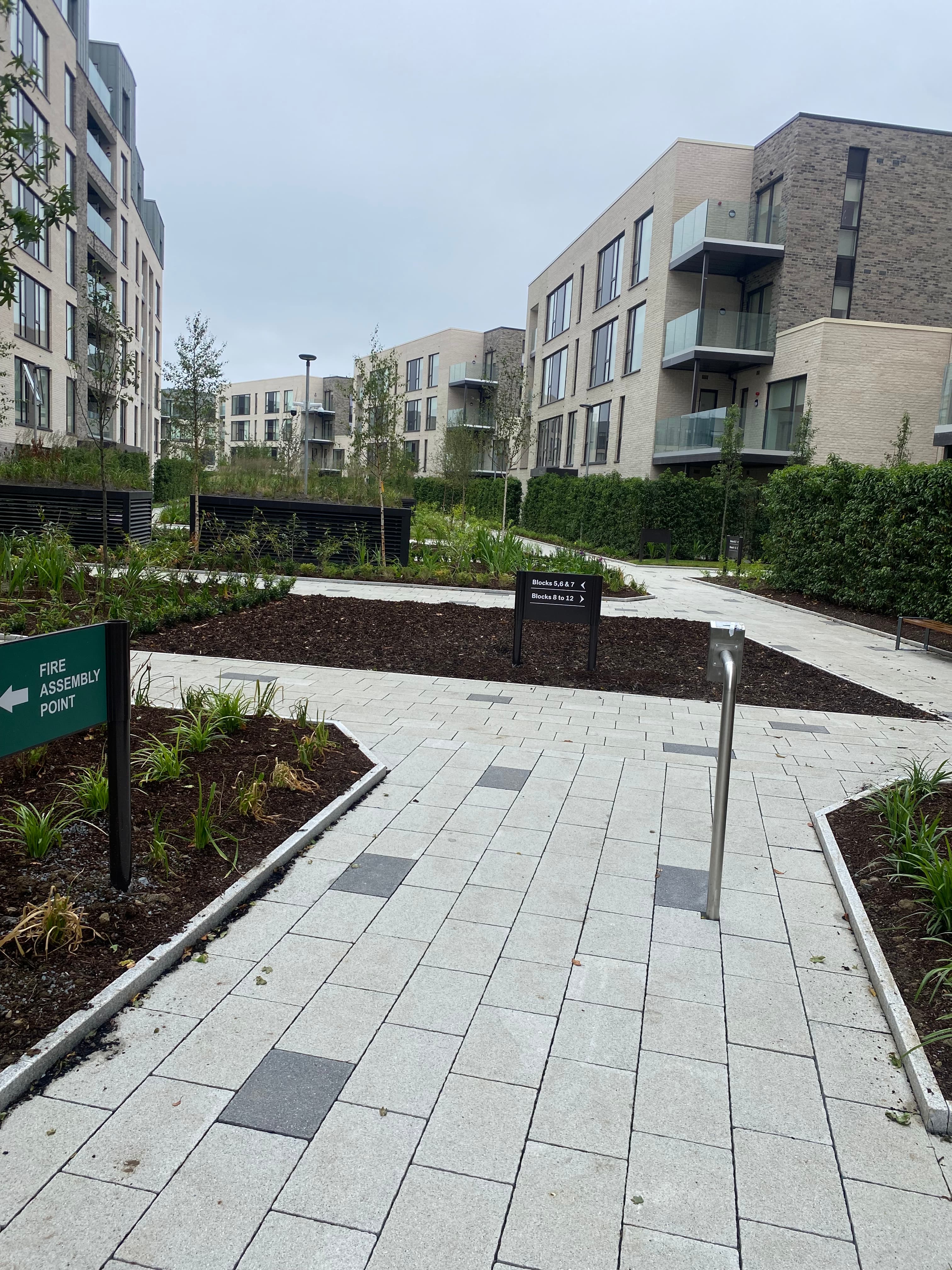 Paved path at apartment development in Inchicore, Dublin
