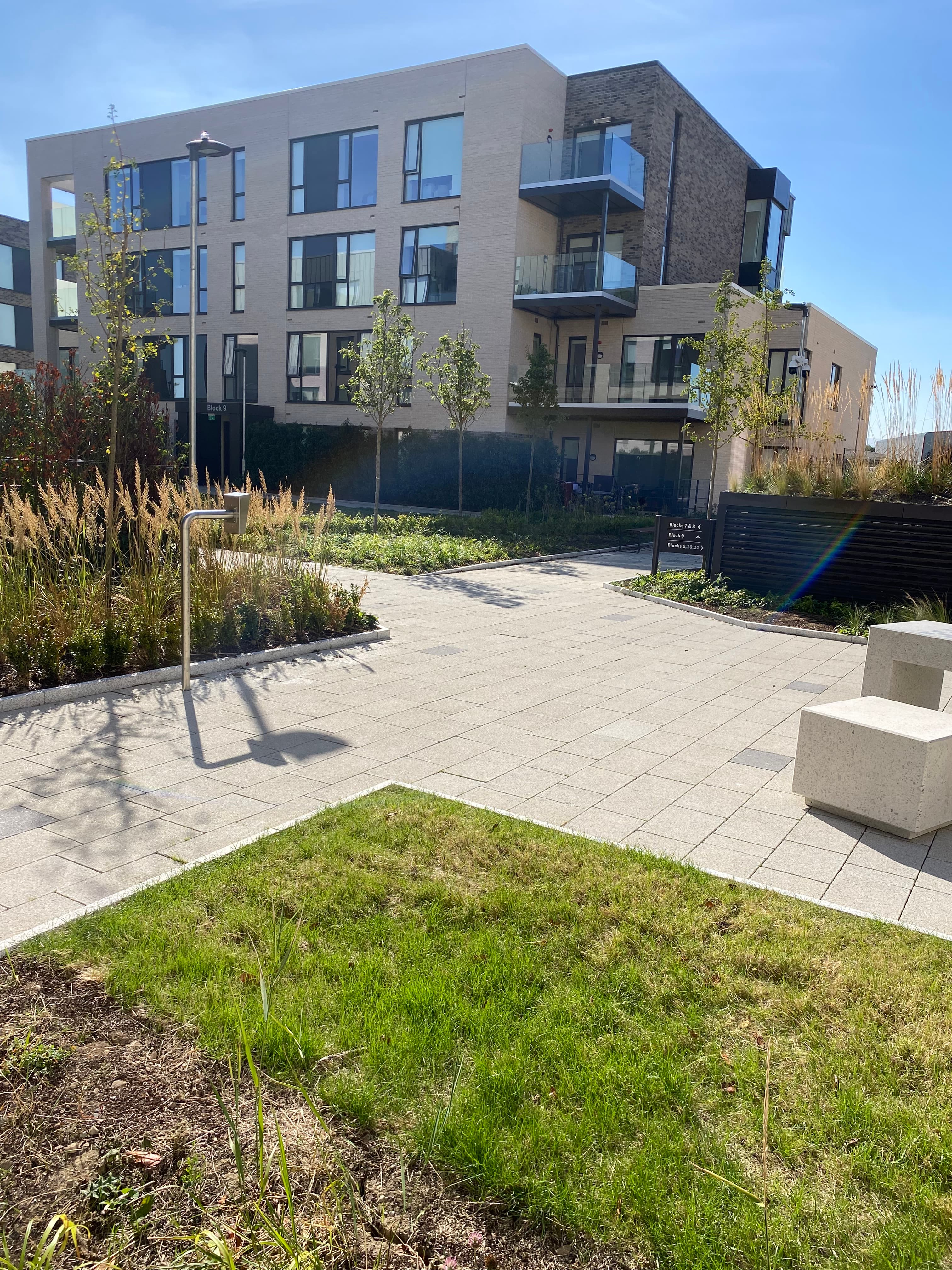 Landscaped grounds at apartment development in Inchicore, Dublin