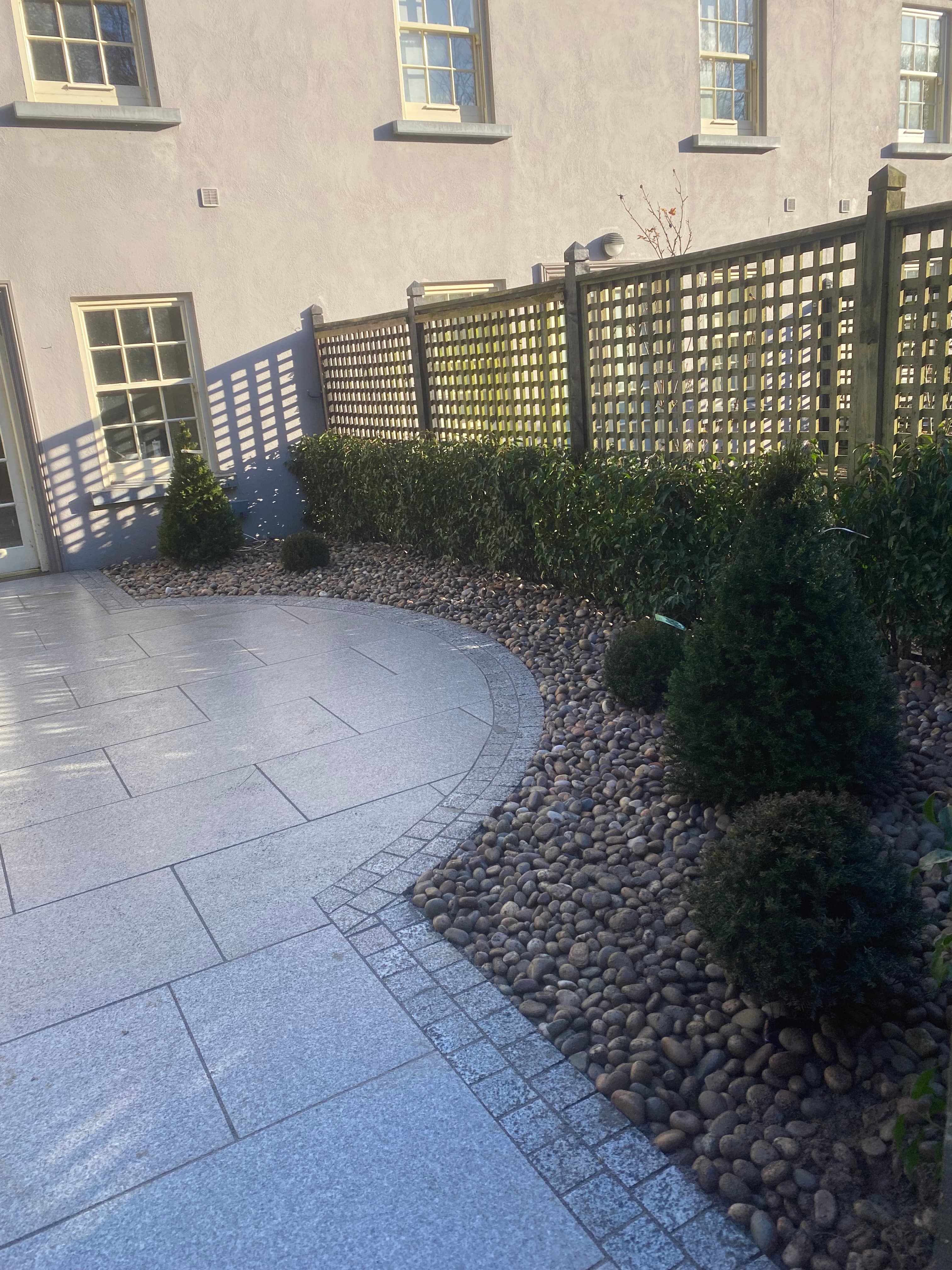 Circular granite patio installation detail in Kells, Meath