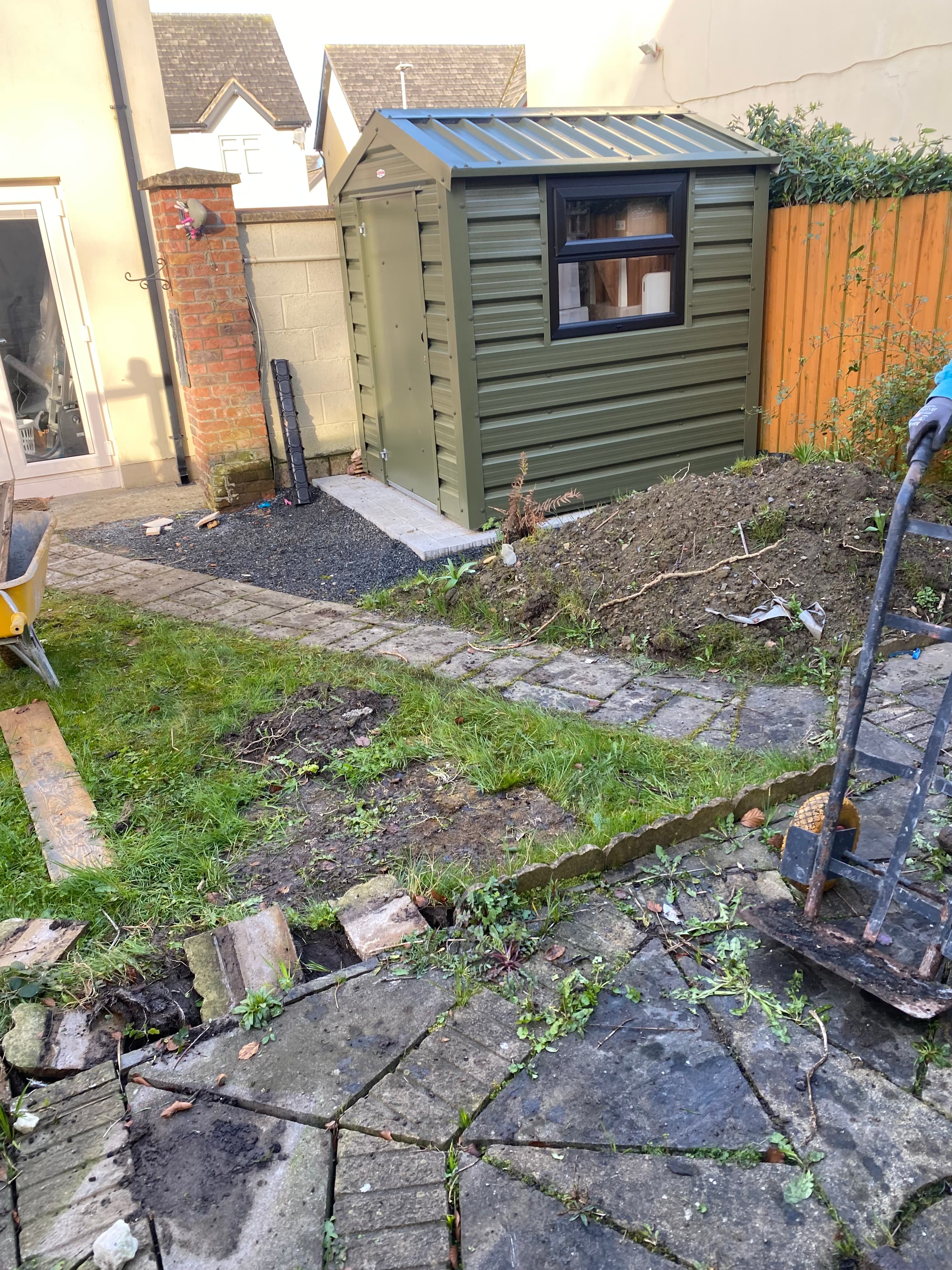 Back garden before paving and walling work in Johnstown, Meath