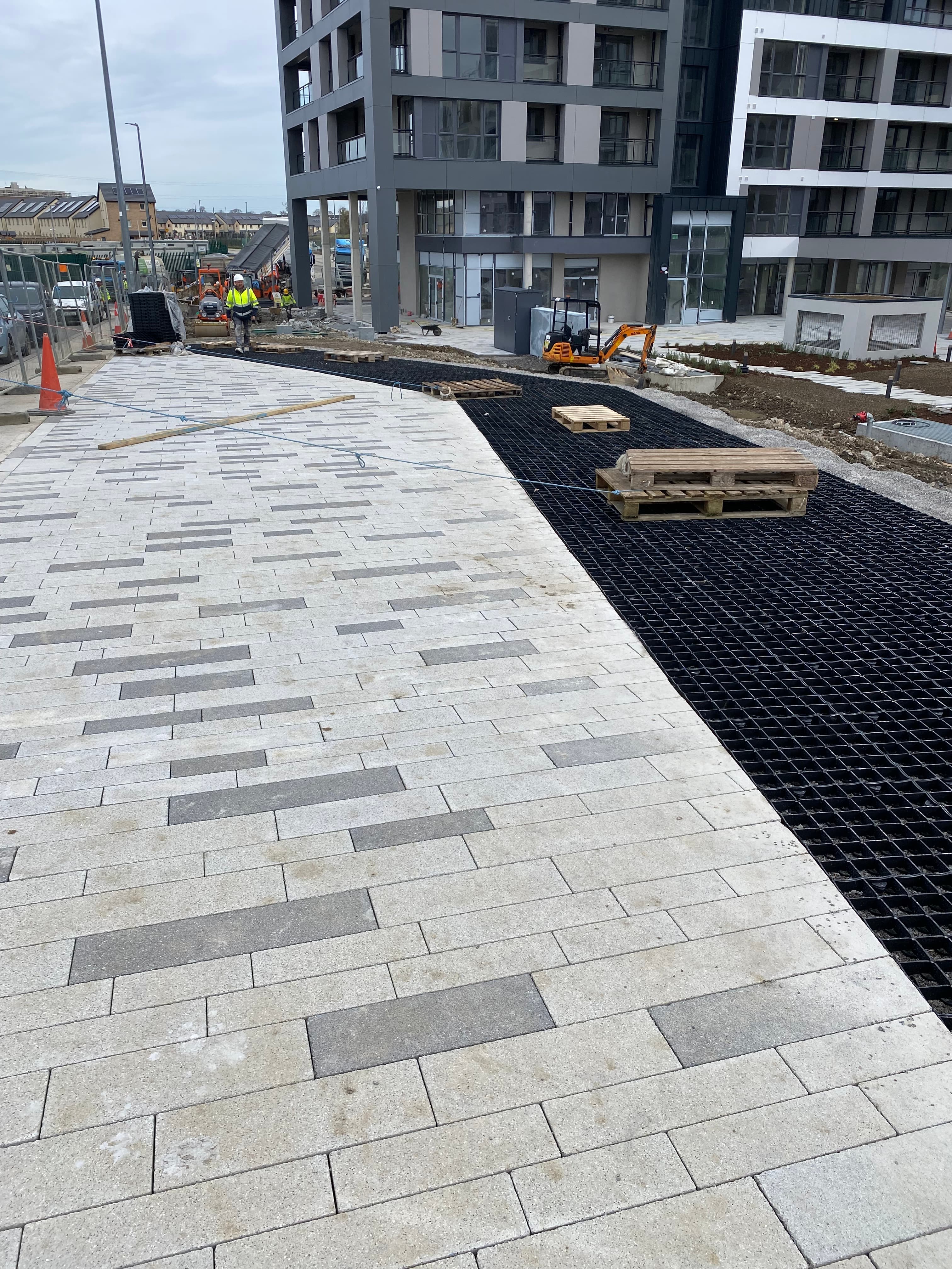 Paving progress photo showing garden path installation in Clonsilla, Dublin