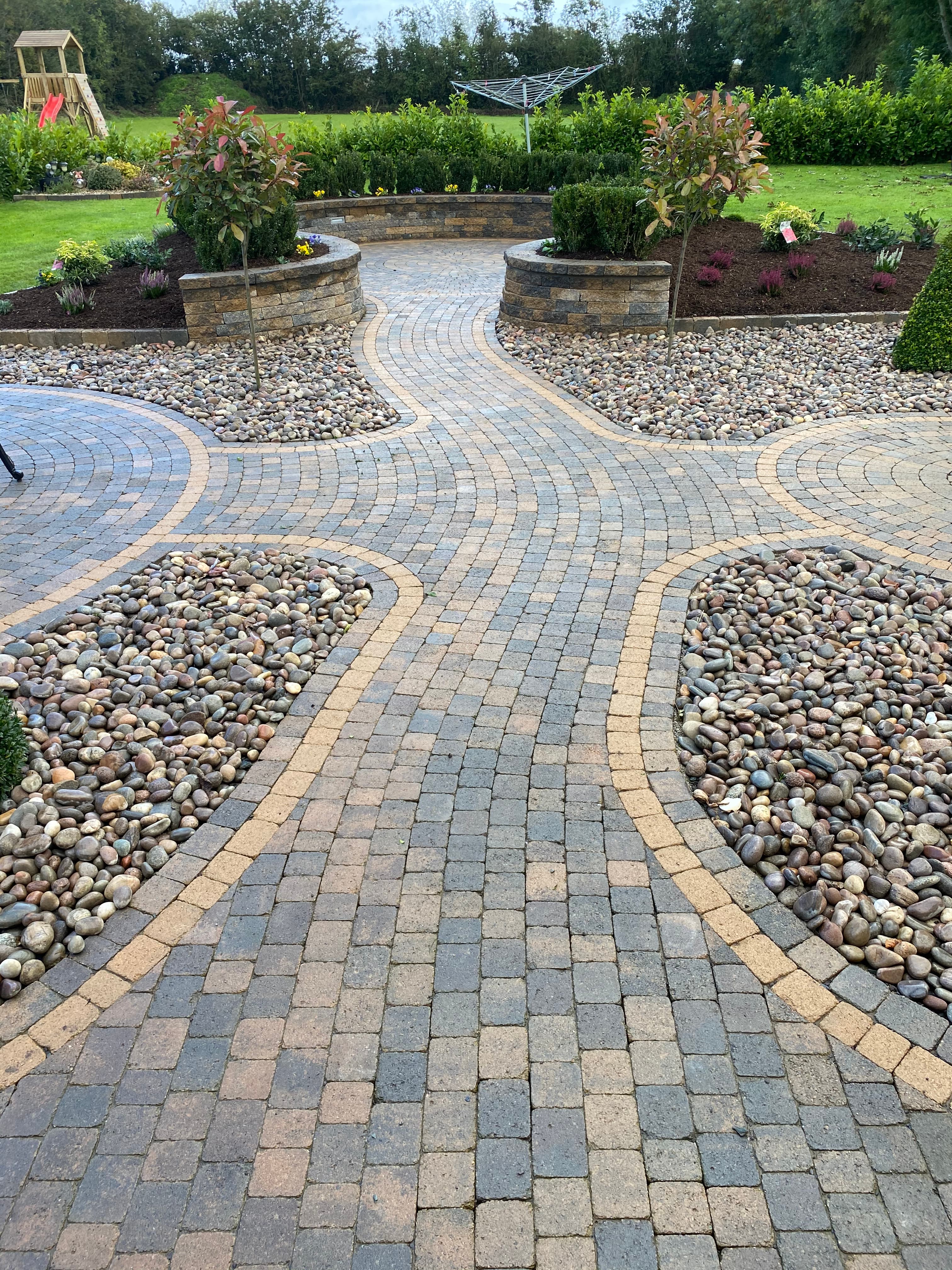 Paved backyard seating area in Castletown, Meath