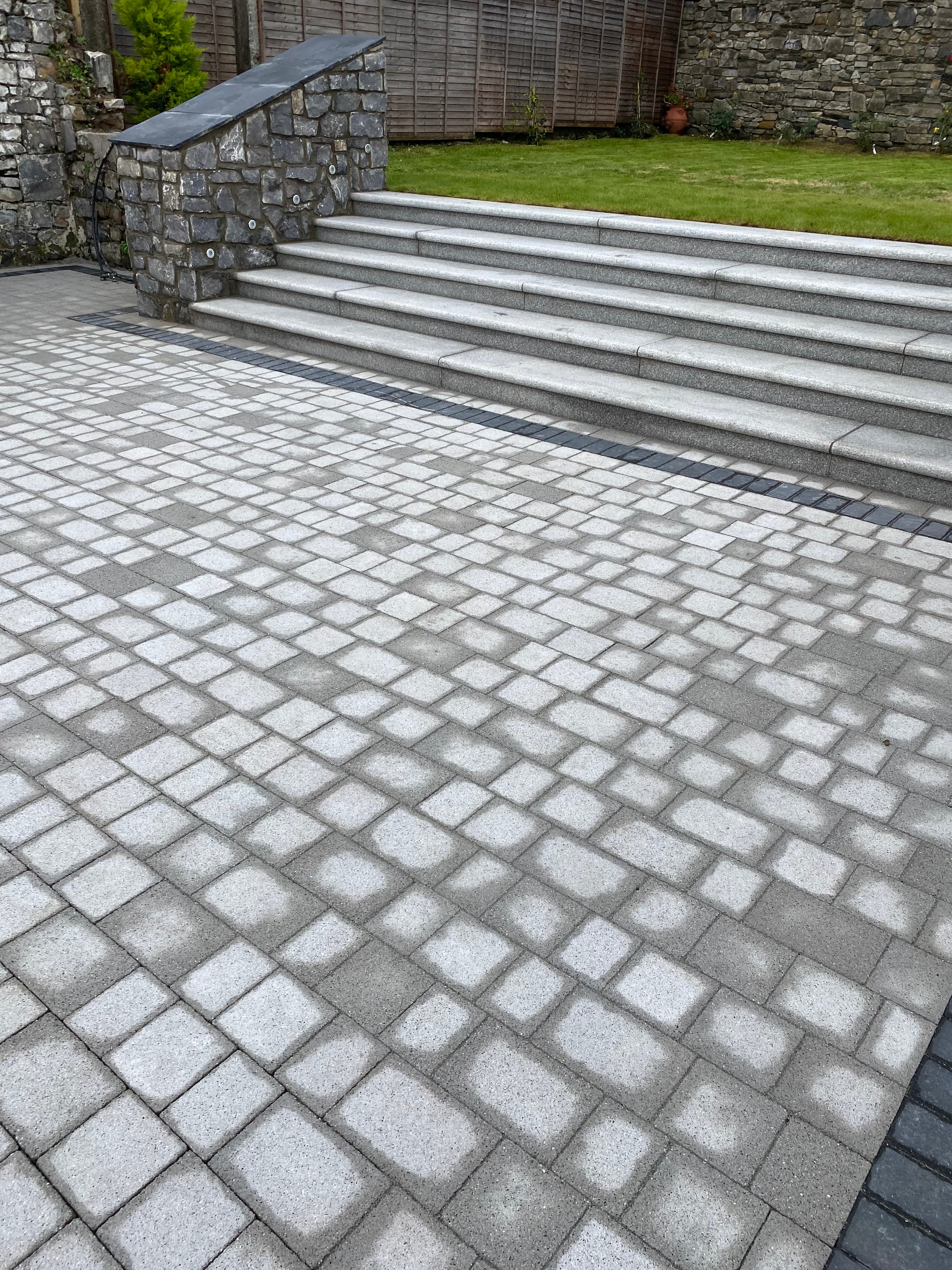 Granite steps leading to lawn area in Navan, Meath