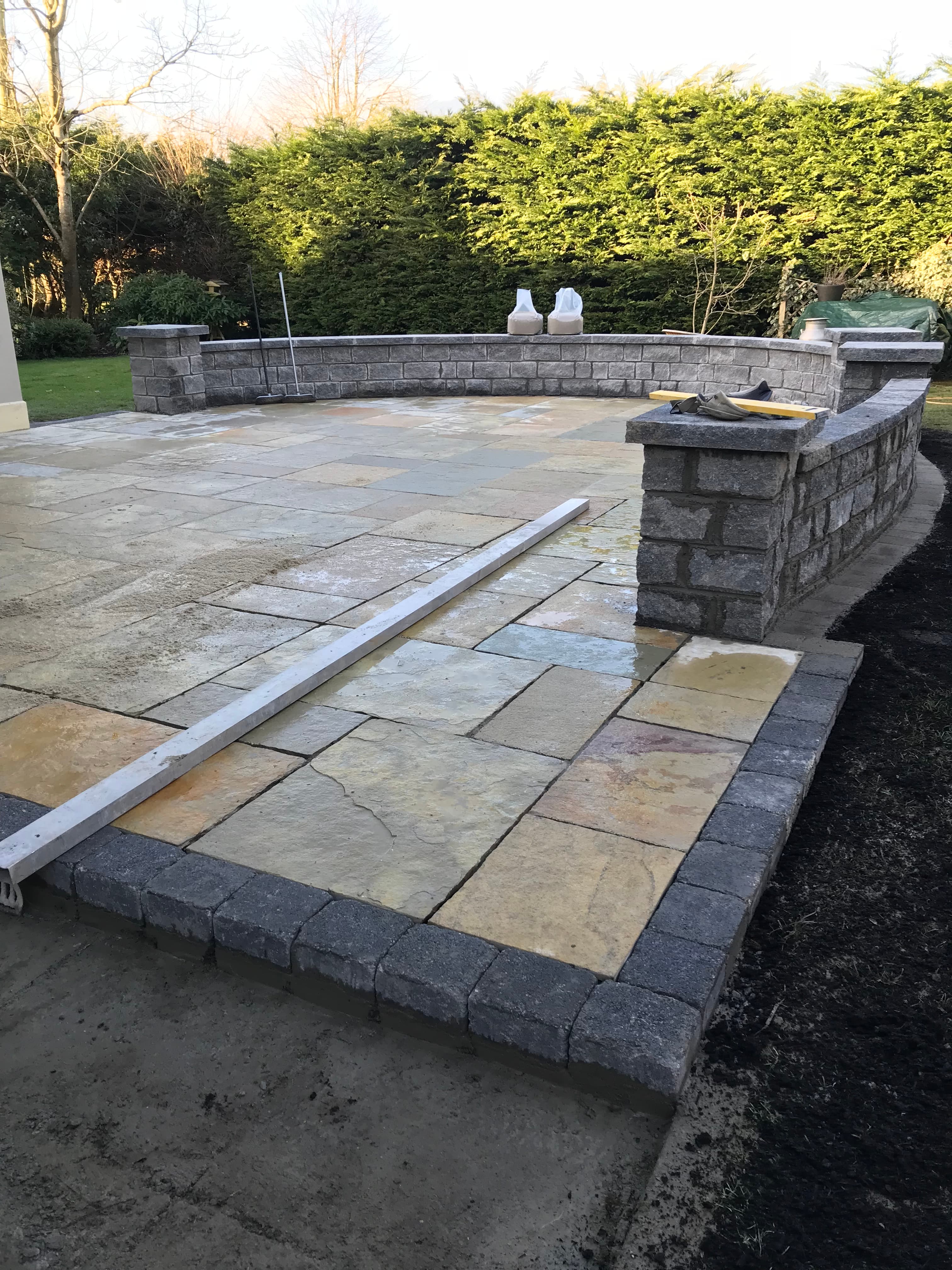 Limestone patio path detail in Clonee, Dublin