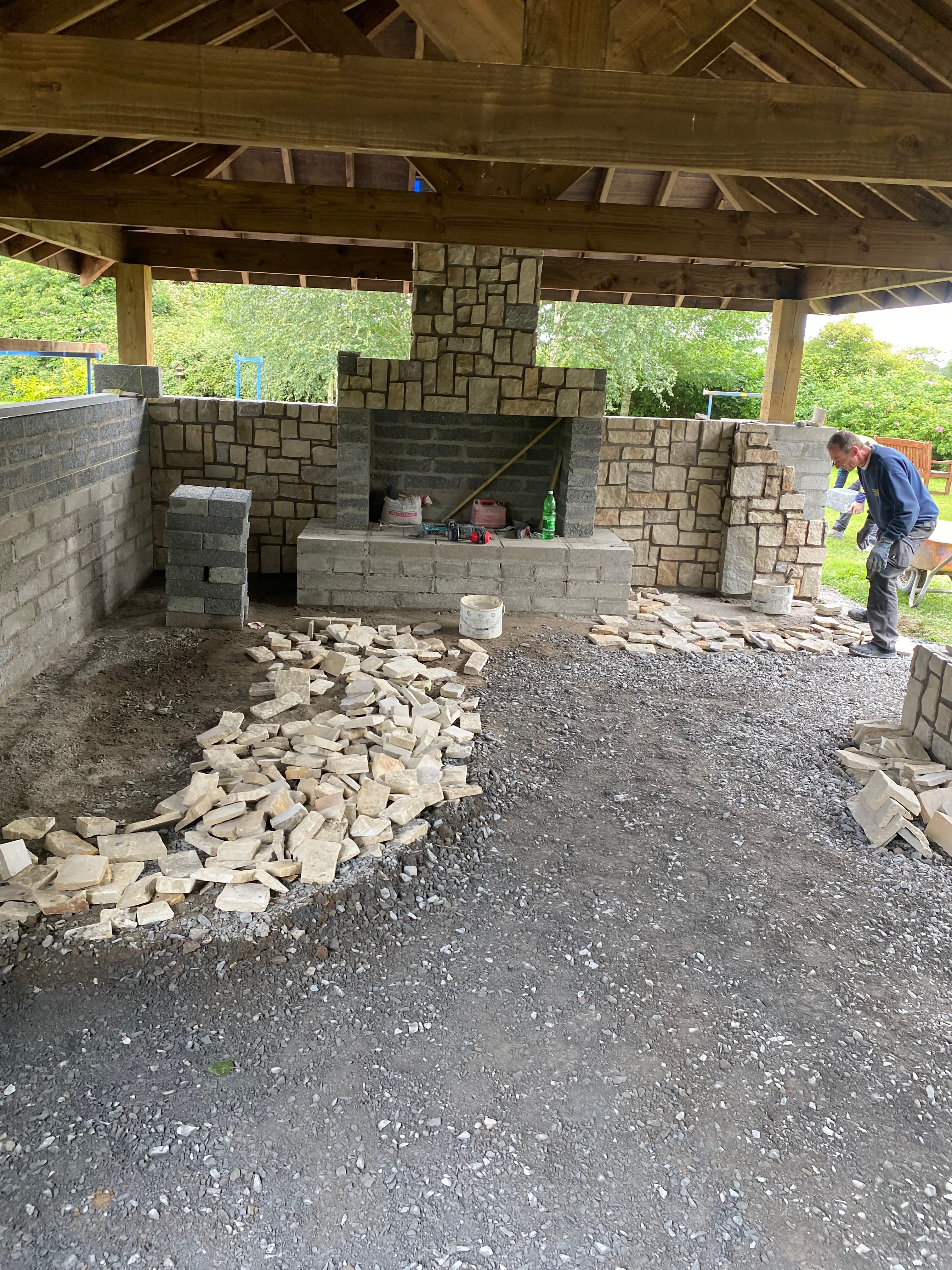 Granite patio installation in progress in Dunshaughlin, Meath